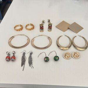 Gold and Silver Hoop Earrings Set